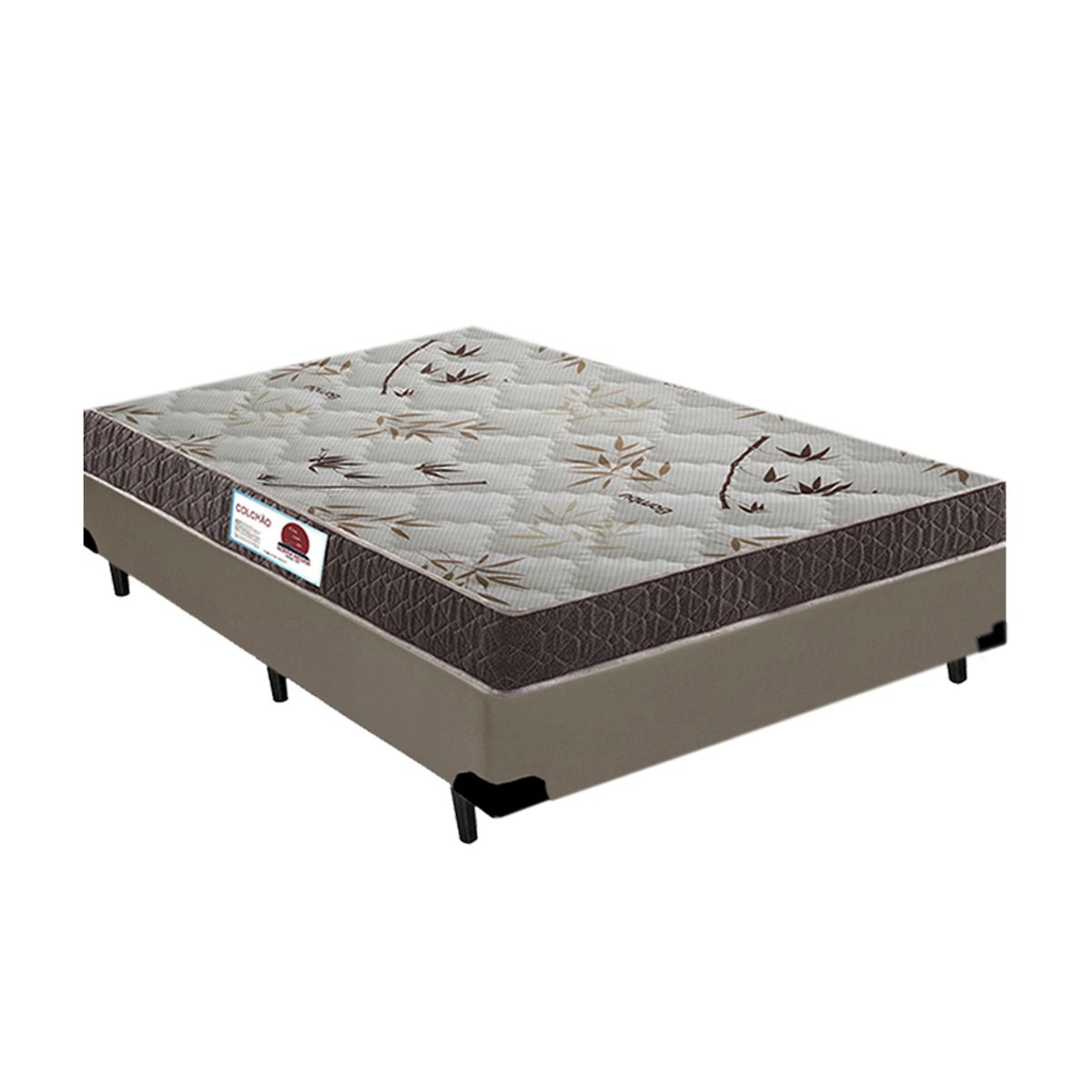 Cama-Box-Casal-Colchao-Espuma-D45-Bordado---Box-Sintetico-Bege-Serra-Negra-64x138x188