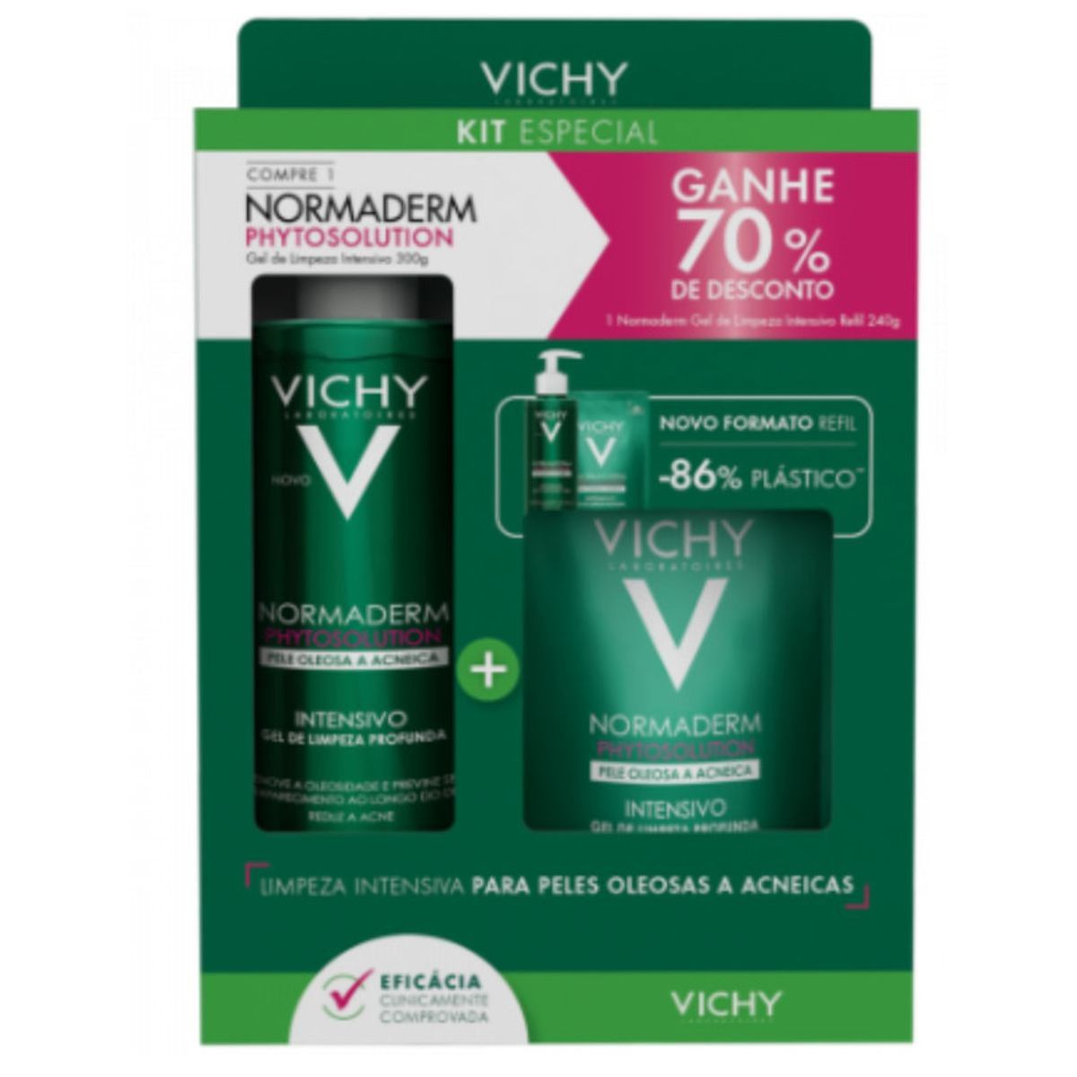 Kit-Vichy-Normaderm-Phytosolution-Gel-de-Limpeza-Intensivo-300-g---Refil-240-g-Principal