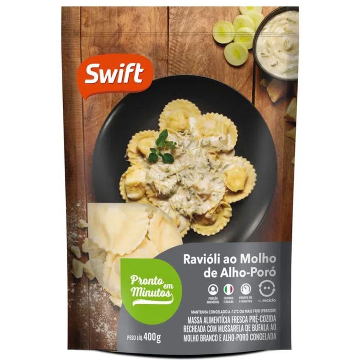 Prato-Pronto-Ravioli-com-Molho-de-Alho-Poro-Swift-Embalagem-400g.jpg-Principal