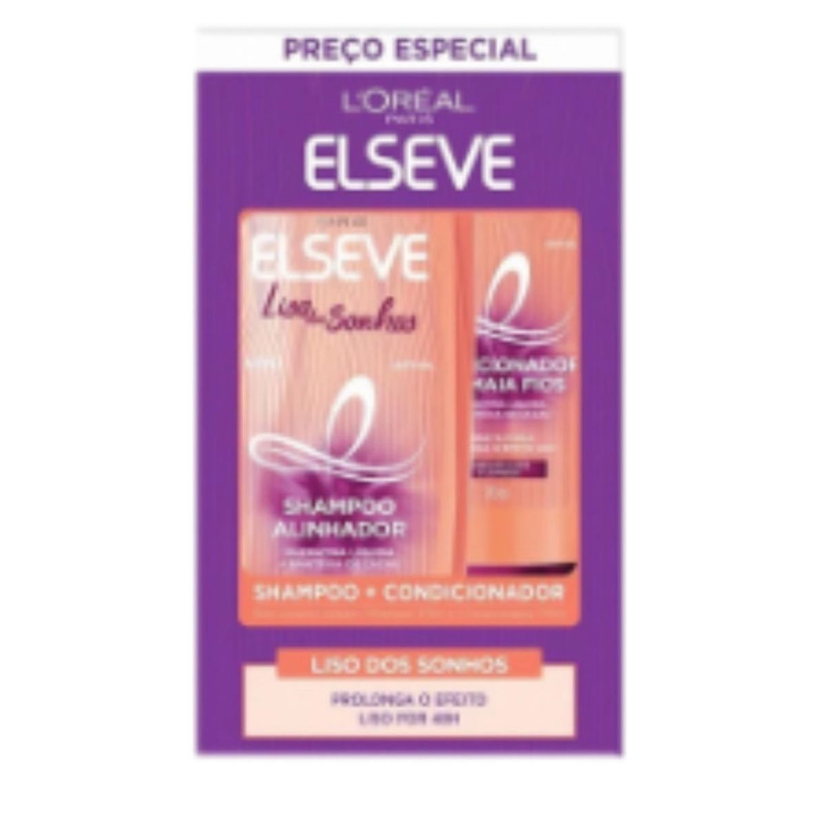 Shampoo-375ml-e-Condicionador-170ml-Liso-Dos-Sonhos-Elseve-Frente