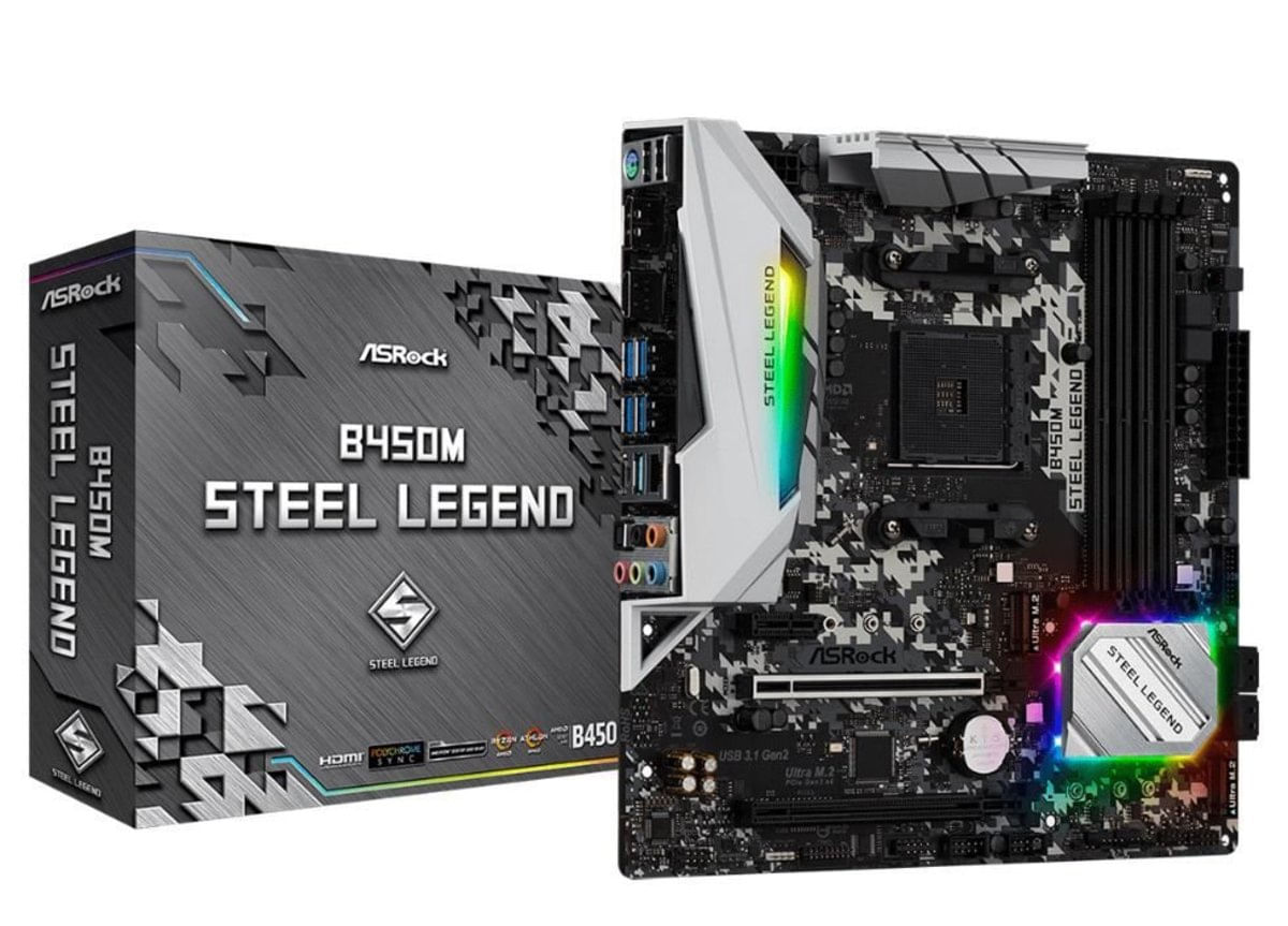 Placa Mae Asrock B450m Steel Legend Am4 / Usb 3.1/ Type-C/ Displayport, Hdmi