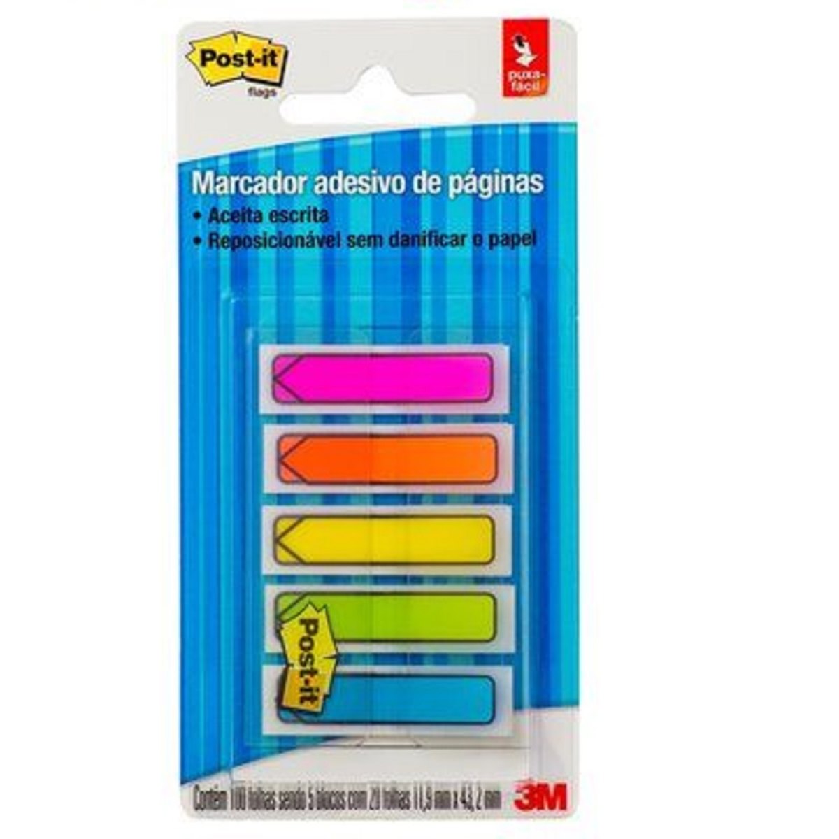 Marcador De Página Adesivo Post-It Flags Setas 5 Cores Neon 11,9Mm X 43,2Mm - 100 Folhas(5 X 20 Fls De Cada) 3M