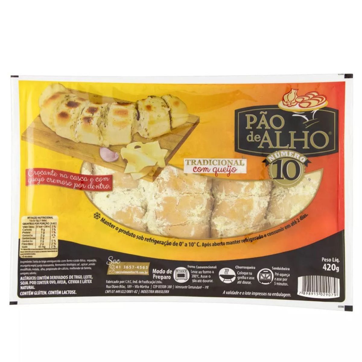 Pao-de-Alho-Numero-10-Cheddar-Pacote-420g-Principal