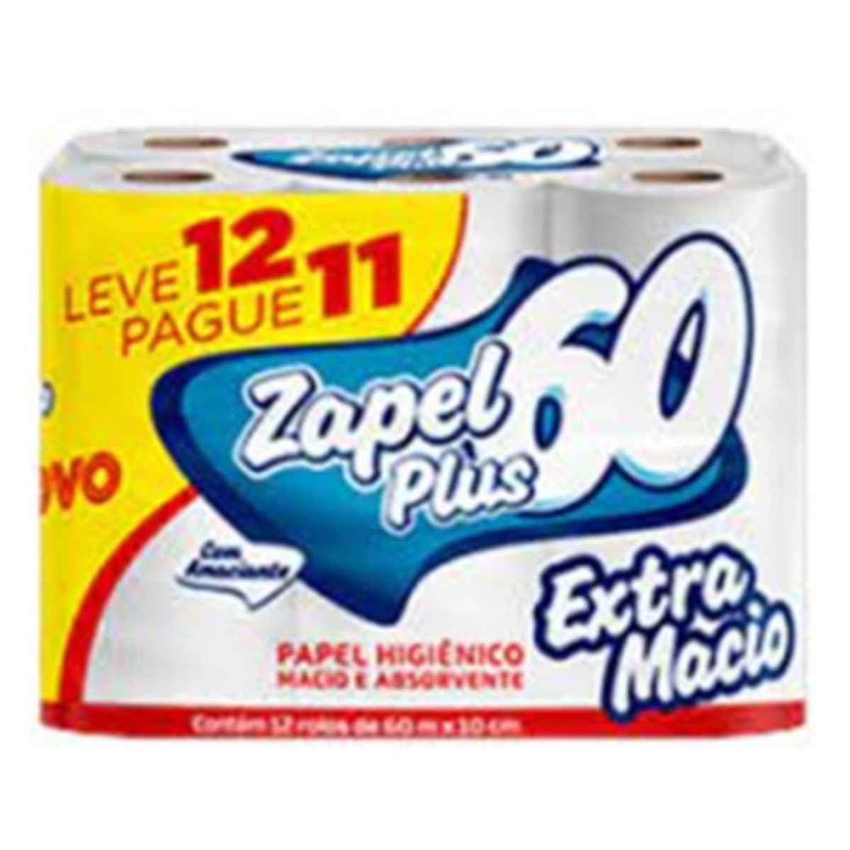 Papel-Higienico-Plus-Leve-60m-Leve-12-e-Pague-11-Zapel--Frente-