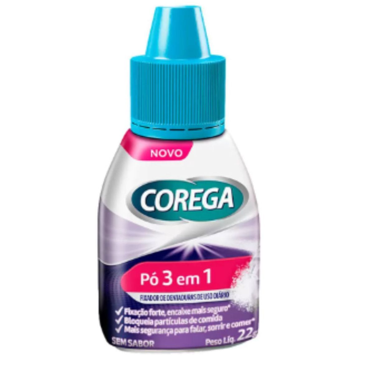 Po-Fixador-De-Dentadura-2-em-1-Sem-Sabor-Corega-22g-Frente