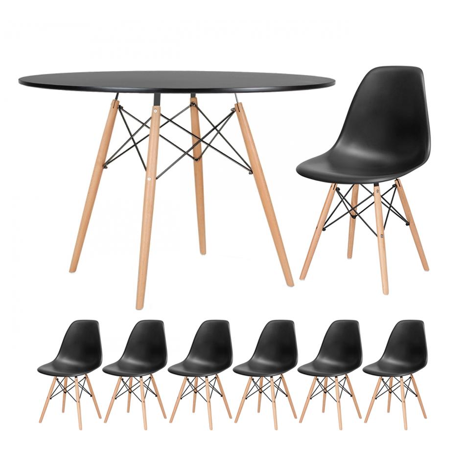 Mesa preto com cadeiras preto