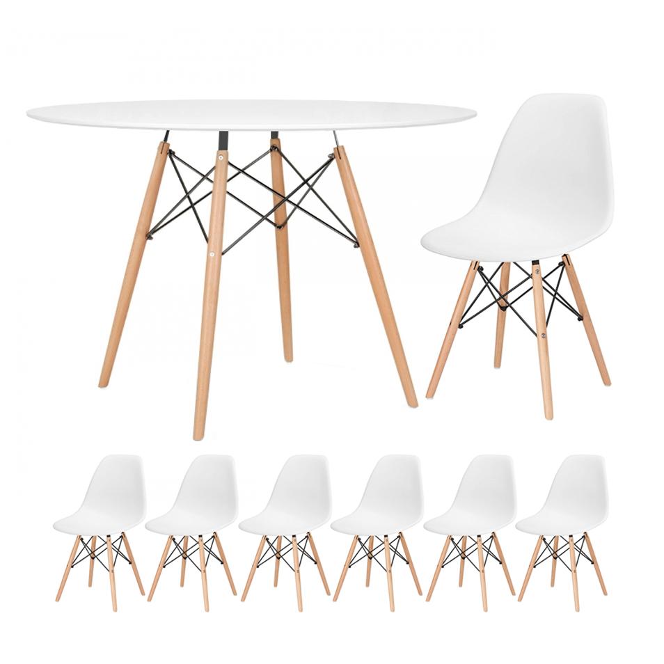 Mesa branco com cadeiras branco