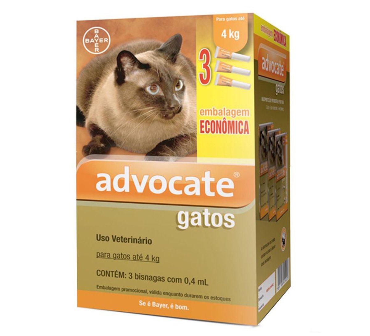 Antipulgas Bayer Advocate Para Gatos Até 4Kg - 3 Bisnagas