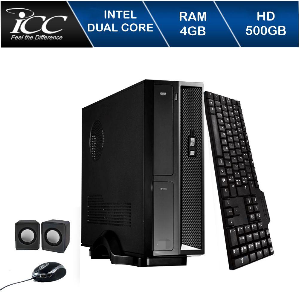 Mini Computador Icc Sl1841k Intel Dual Core 4Gb Hd 500Gb Kit Multimídia