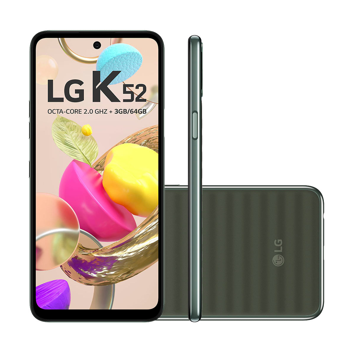 Smartphone Lg K52 64Gb Verde 4G Tela 6.5” Câmera Quadrupla 13Mp Selfie 8Mp Dual Chip Android 10.0 Q