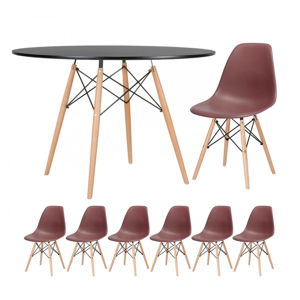 Mesa preto com cadeiras marrom