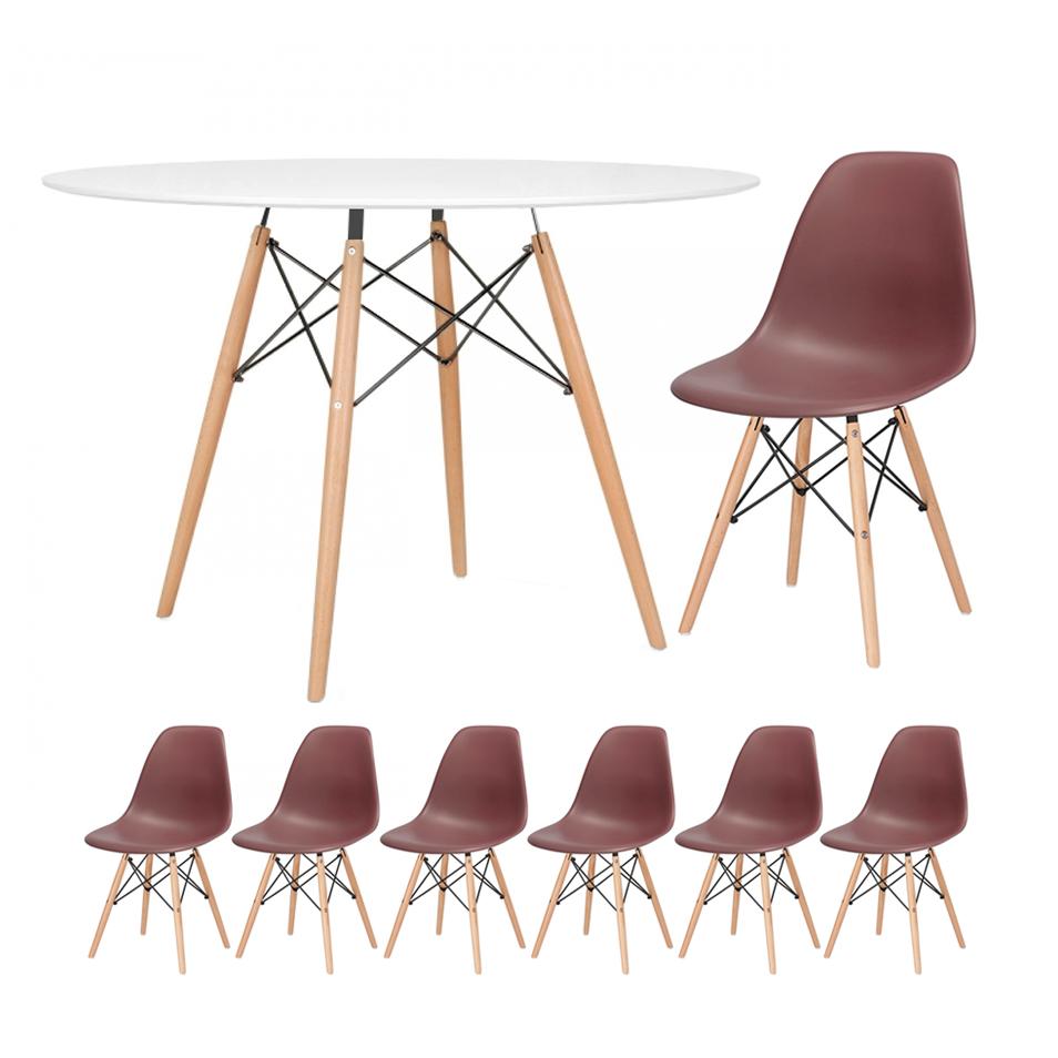 Mesa branco com cadeiras marrom