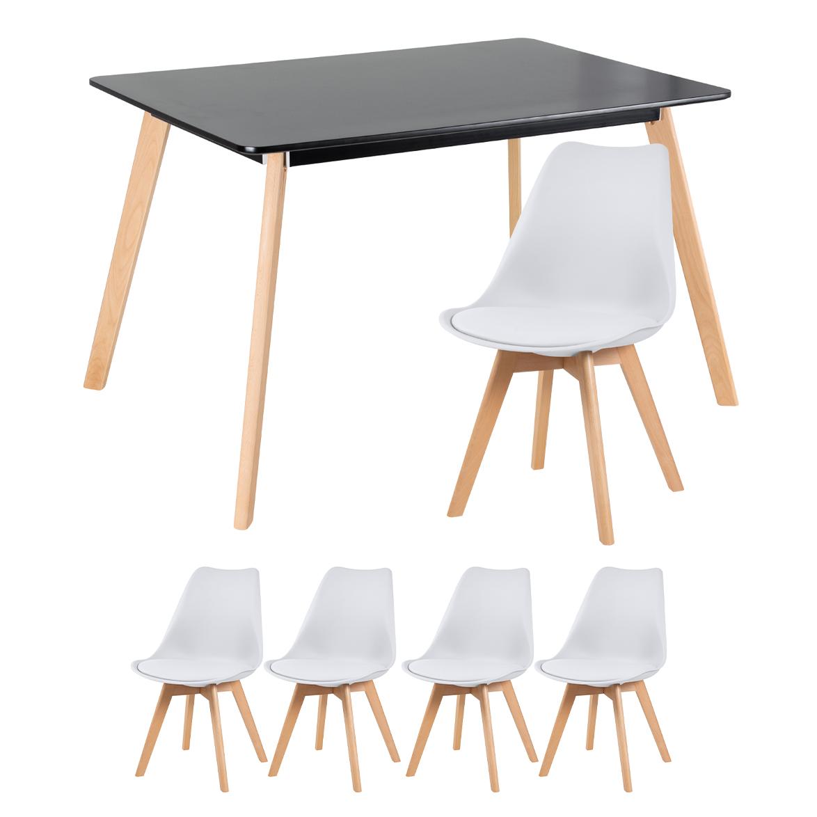 Mesa preto com cadeiras branco