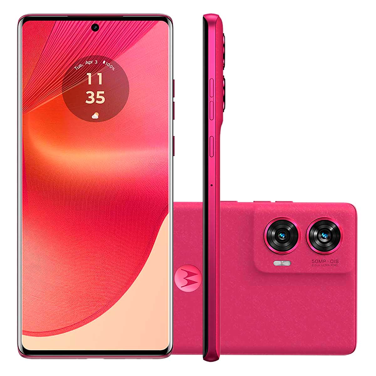 Imagem Smartphone Motorola Edge 50 Fusion 256Gb Pink Vegan Suede 5G Tela 6,7" Câmera Dupla 50Mp Selfie 32Mp Android 14