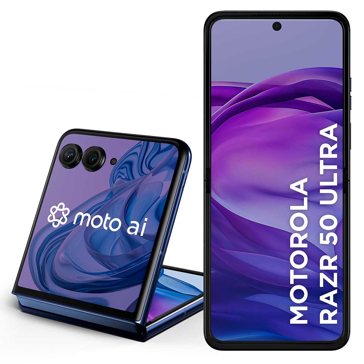 Imagem Smartphone Motorola Razr 50 Ultra 512Gb 24Gb Ram Boost Tela Dobrável 6,9"  Poled E Externa 4” Moto Ai Ipx8 Navy Blue Vegan Leather