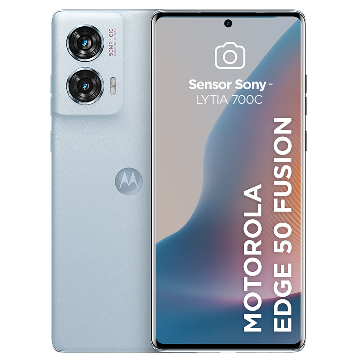 Imagem Smartphone Motorola Edge 50 Fusion Light Blue Vegan Leather 5G 256Gb 16Gb Ram Boost 50Mp Sony Ai Camera Ip68 Nfc