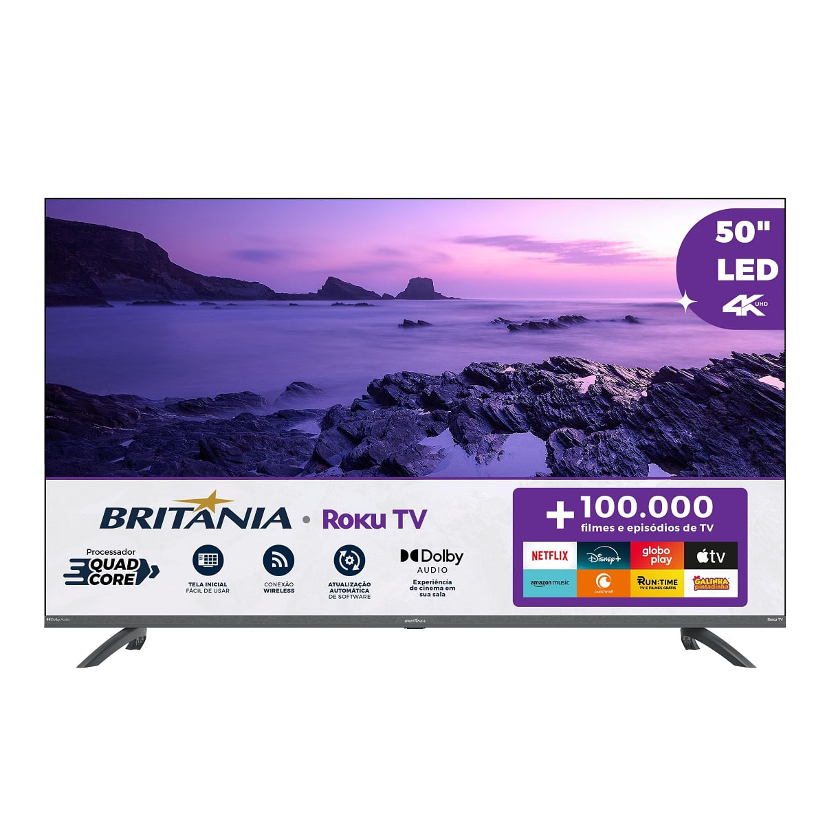 Imagem Smart Tv Britânia 50" 4K Uhd Led Roku Tv Dolby Audio