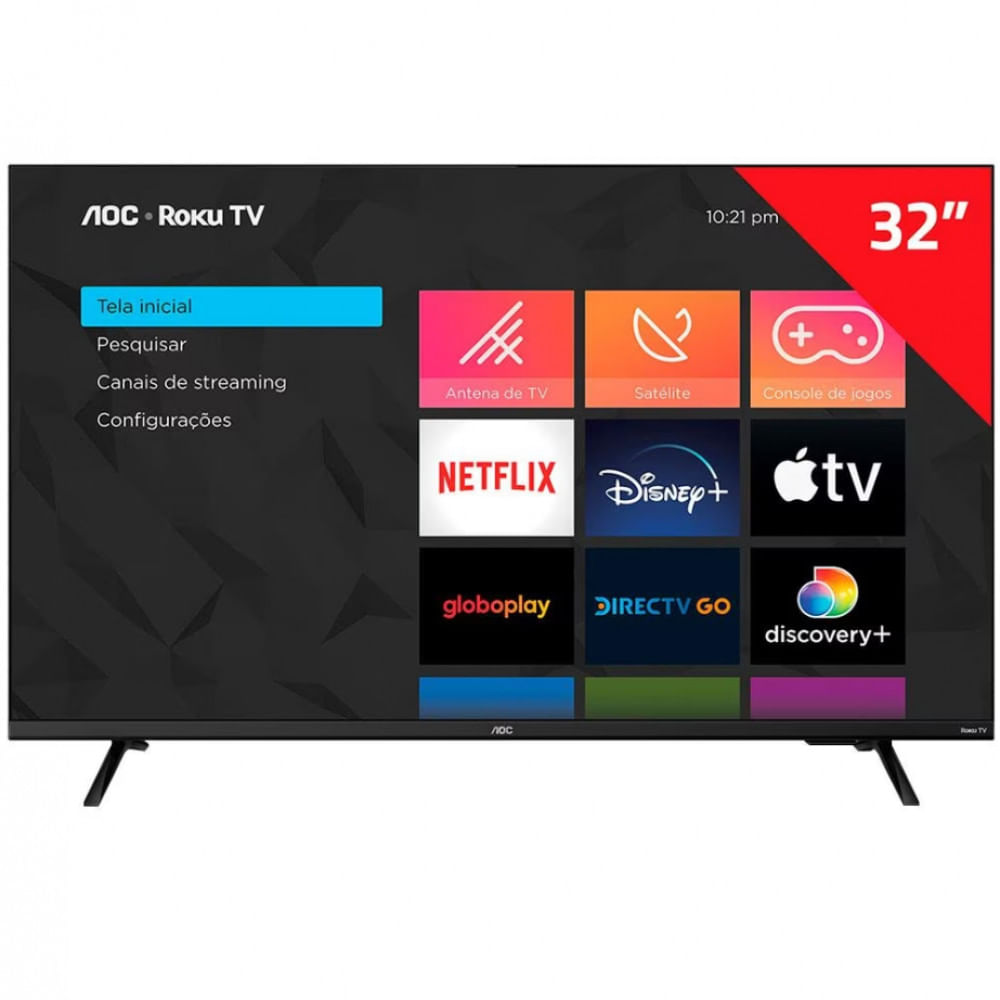 Imagem Smart Tv 32 Aoc Hd 32S5135/78G Roku Tv Dolby Digital