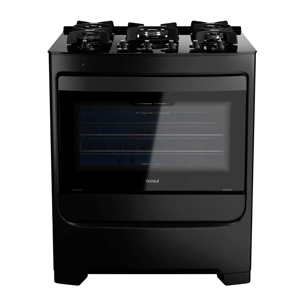 Fogão Automático 5 Bocas Preto Consul Cfs5vae Bivolt