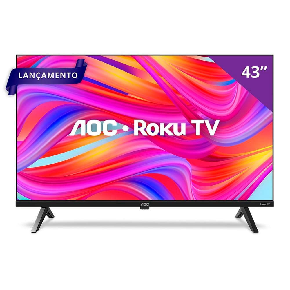 Imagem Smart Tv 43 Full Hd Dled Aoc 43S5045/78G Com Sistema Operacional Roku, Processador Quad Core, Dolby Audio, Hdmi E Usb