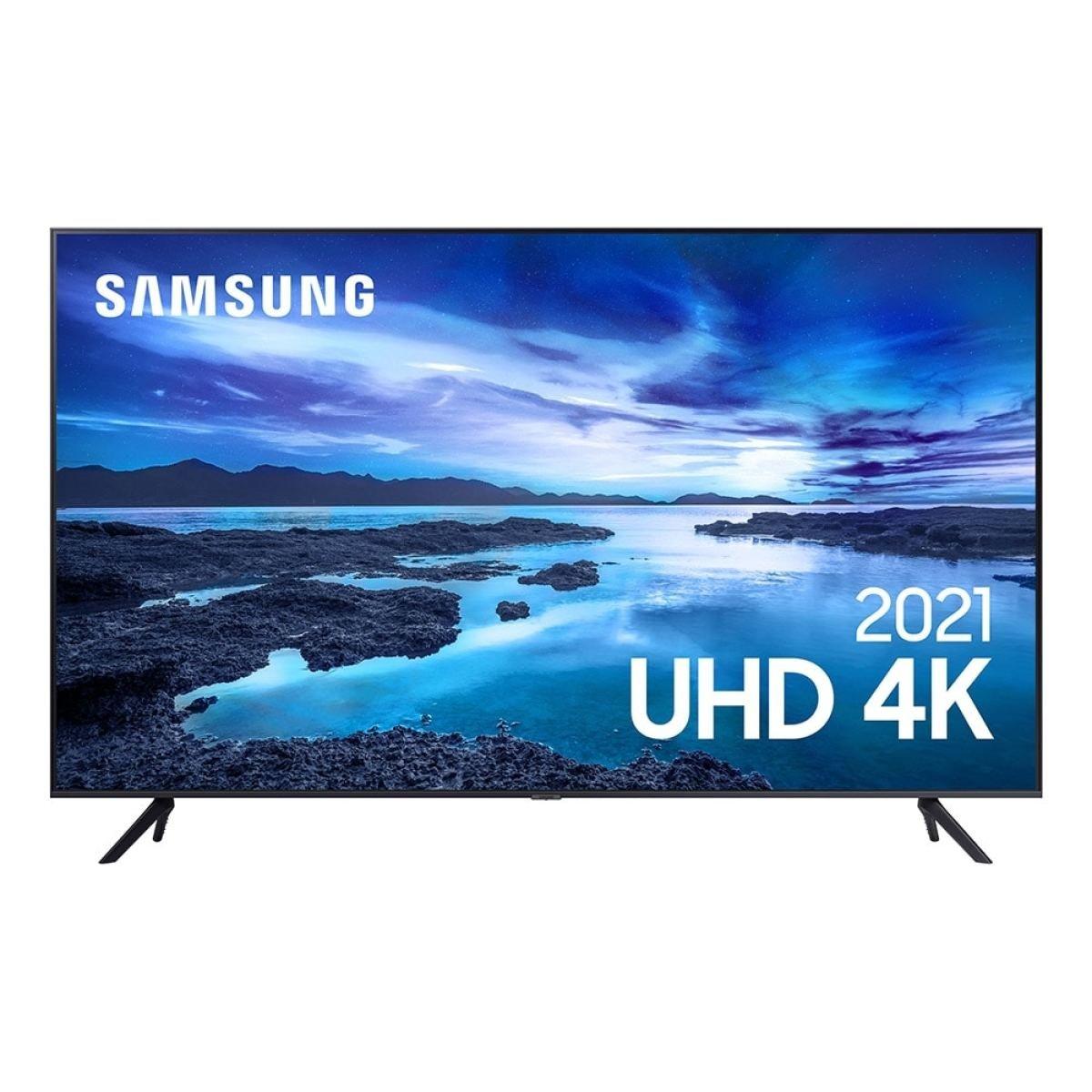 Imagem Smart Tv Led 55" Samsung Un55au7700gxzd 4K Uhd Hdr Cristal Com Wi-Fi, 1 Usb, 3 Hdmi, Alexa Built In,Tizen, Tela Sem Limites,60Hz