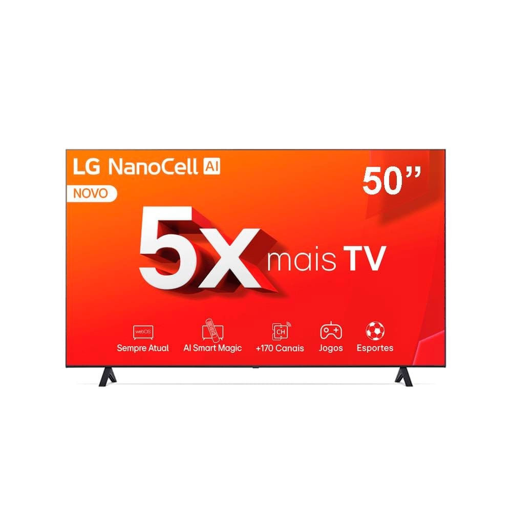 Imagem Smart Tv 4K 50 Lg Nanocell 50Nano80t Com Processador ?5 Gen7 Ai, Hub De Esportes, Alexa/Chromecast Integrado, Webos 24