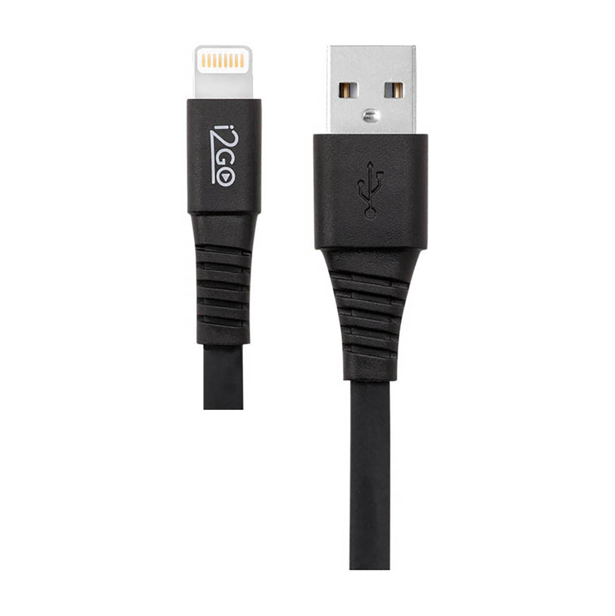Cabo Iphone/Cabo Lightning I2go Certificado Mfi 1,2M 2,4A Pvc Flexível Flat Preto - I2go Basic
