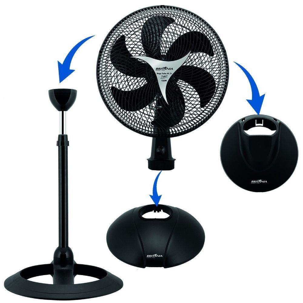 Ventilador Britânia Mega Turbo 40 Six, 3 Em 1 - 110V