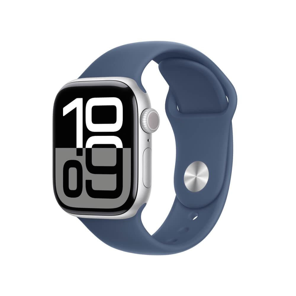 Imagem Apple Watch Series 10 Gps + Cellular Caixa Prateada De Alumínio 42 Mm Pulseira Esportiva Denim P/M