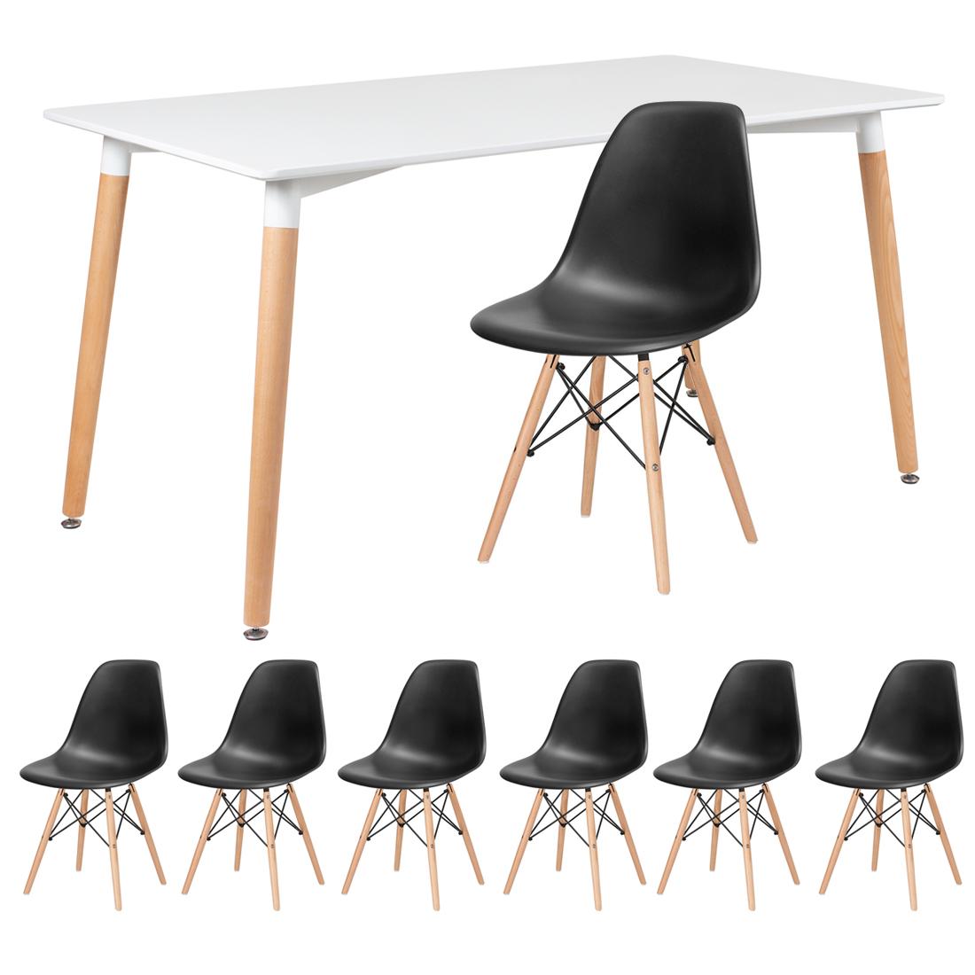 Mesa branco com cadeiras preto