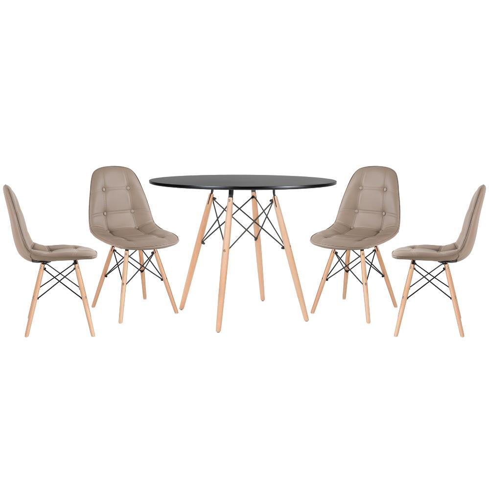 Mesa preto com cadeiras nude