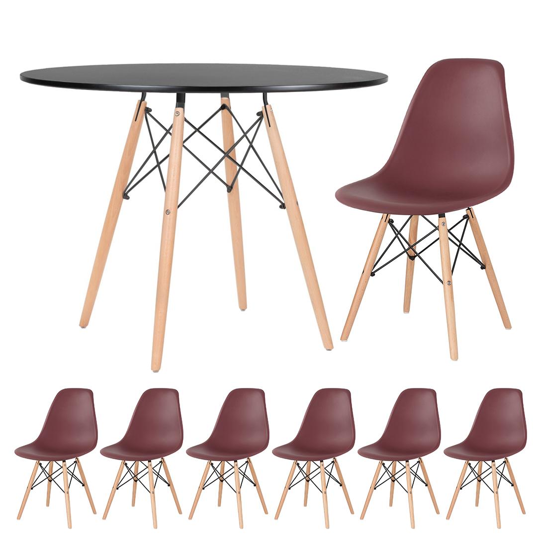 Mesa preto com cadeiras marrom