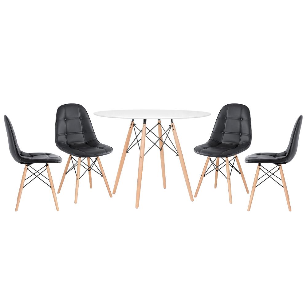 Mesa branco com cadeiras preto