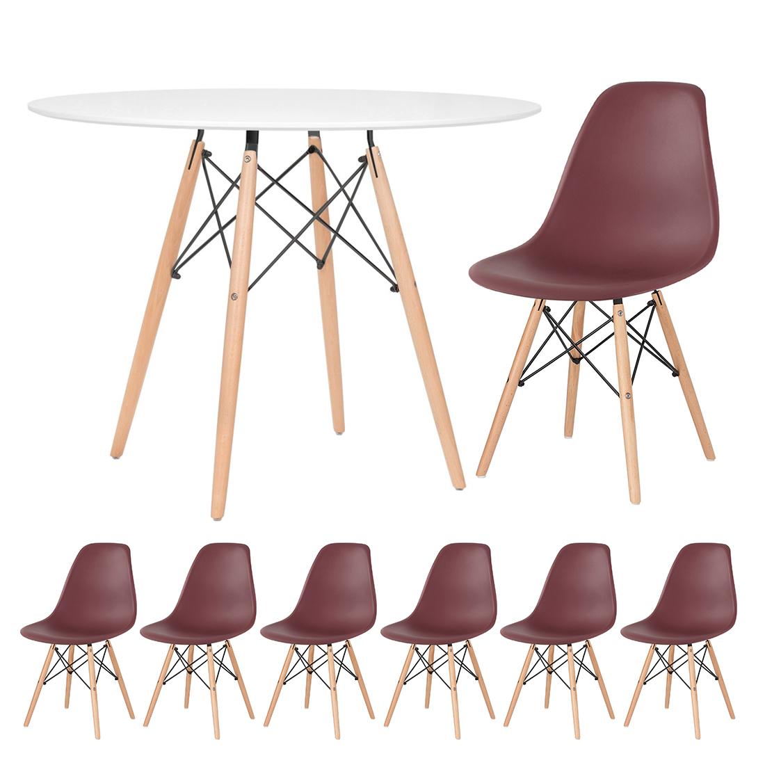 Mesa branco com cadeiras marrom