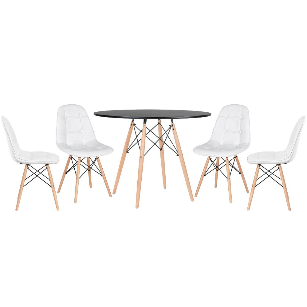Mesa preto com cadeiras branco