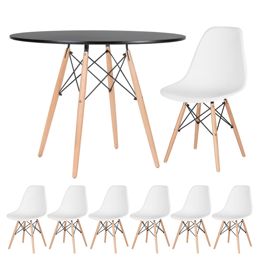 Mesa preto com cadeiras branco