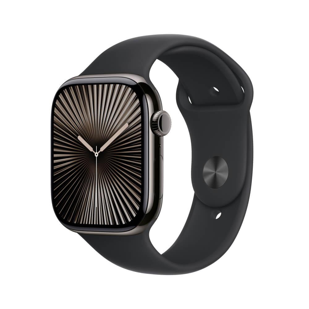 Imagem Apple Watch Series 10 Gps + Cellular Caixa Ardósia De Titânio 46 Mm Pulseira Esportiva Preta M/G