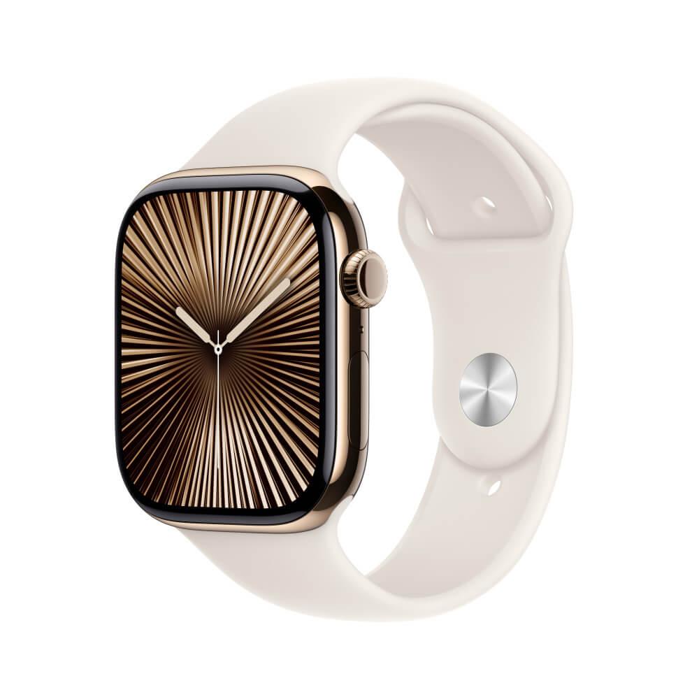 Imagem Apple Watch Series 10 Gps + Cellular Caixa Dourada De Titânio 46 Mm Pulseira Esportiva Estelar M/G
