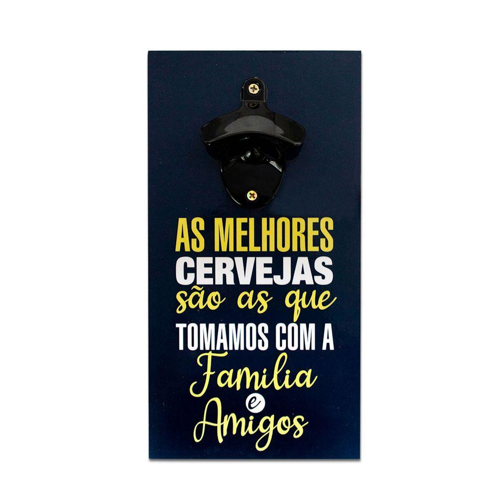 Abridor Garrafas Parede Cerveja Amigos Mdf Com Imã 25x13 Cm