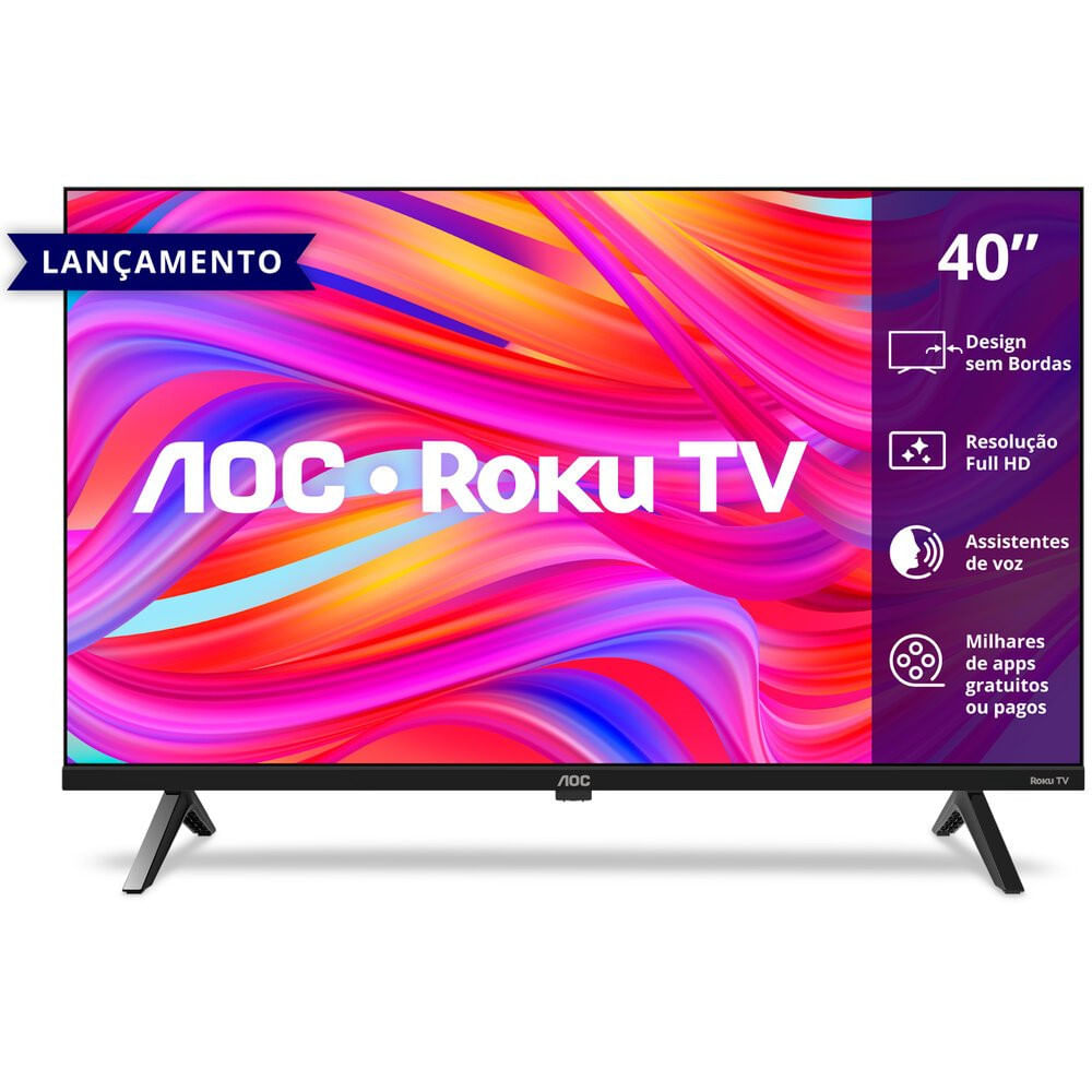 Imagem Smart Tv Aoc 40 Polegadas Full Hd Roku Tv 40S5045/78G