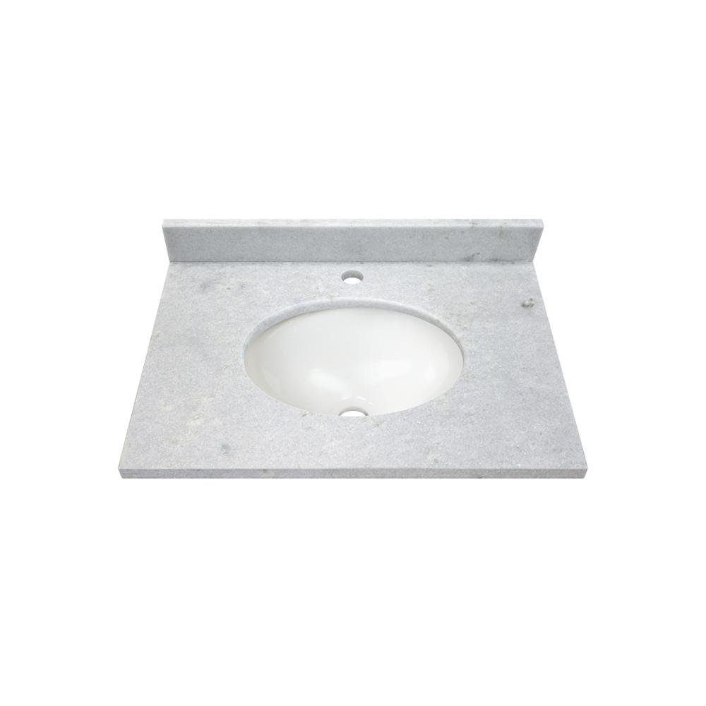 Bancada De Mármore Para Banheiro Com Cuba Light 60X44cm Branca