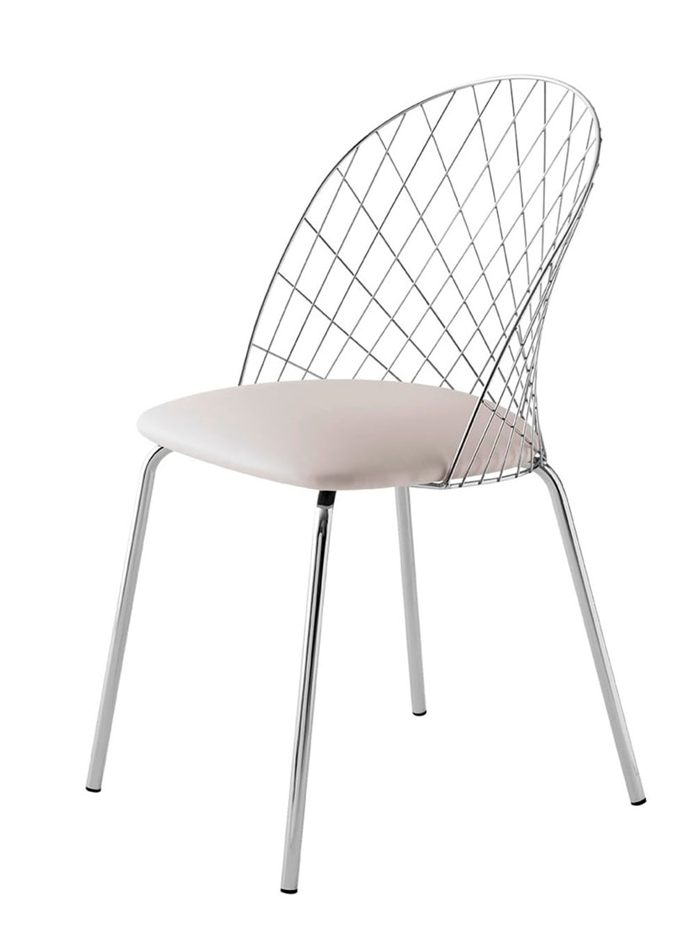 Cadeira Steel Nest Assento Dunas Branco Com Pes Cromados - 46856 Sun House Sun House