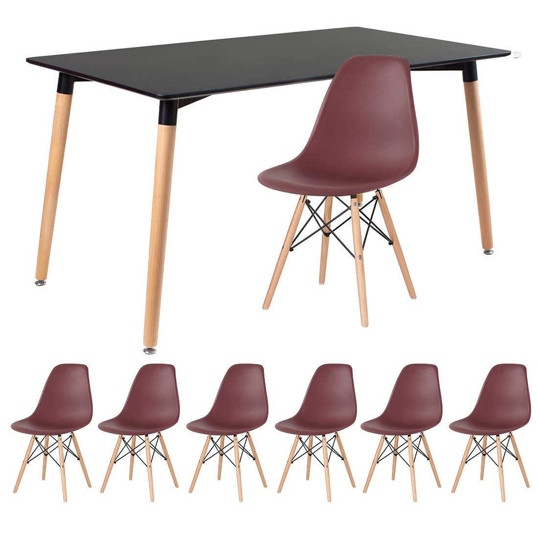 Mesa preto com cadeiras marrom