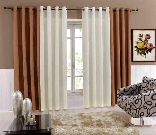Cortina Para Sala 4,00X2,50 Bicolor Bege Admirare