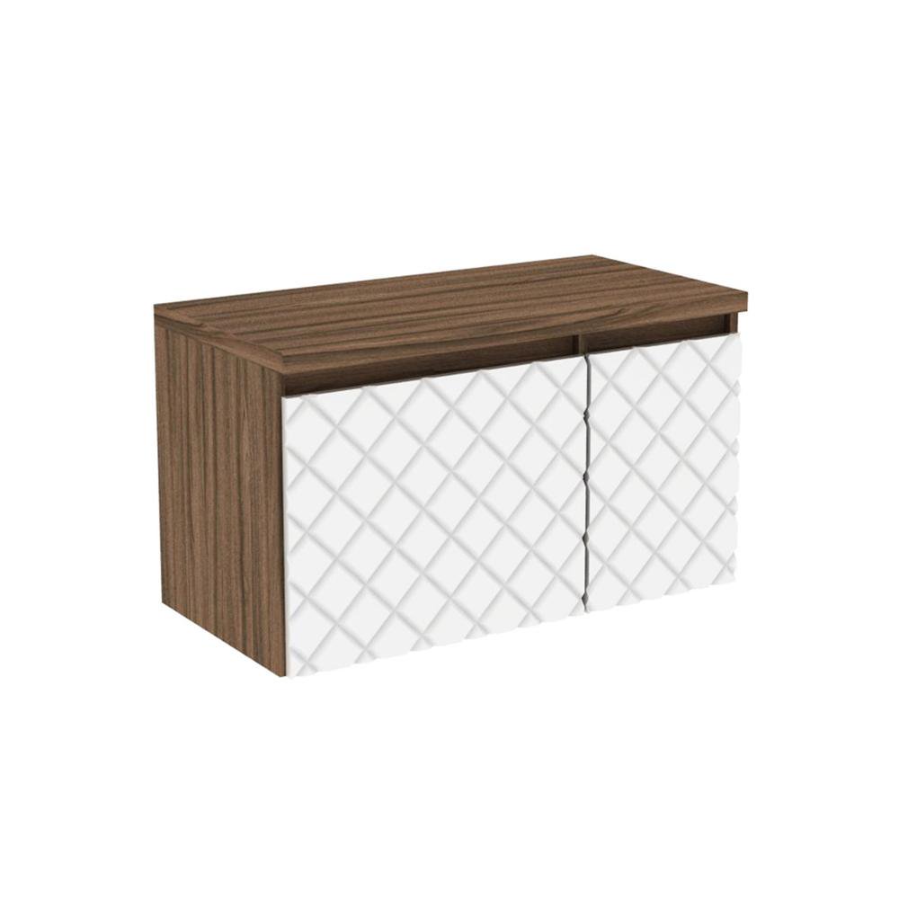 Gabinete Para Banheiro Em Mdf Mônaco 80Cm Terracota E Branco