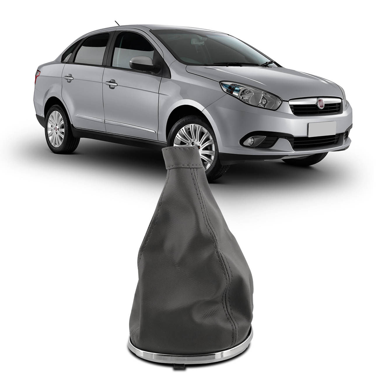 Coifa De Câmbio Sem Manopla Grand Siena 2012 A 2018 Novo Palio G5 2012 A 2017 Cinza Com Base Cromada