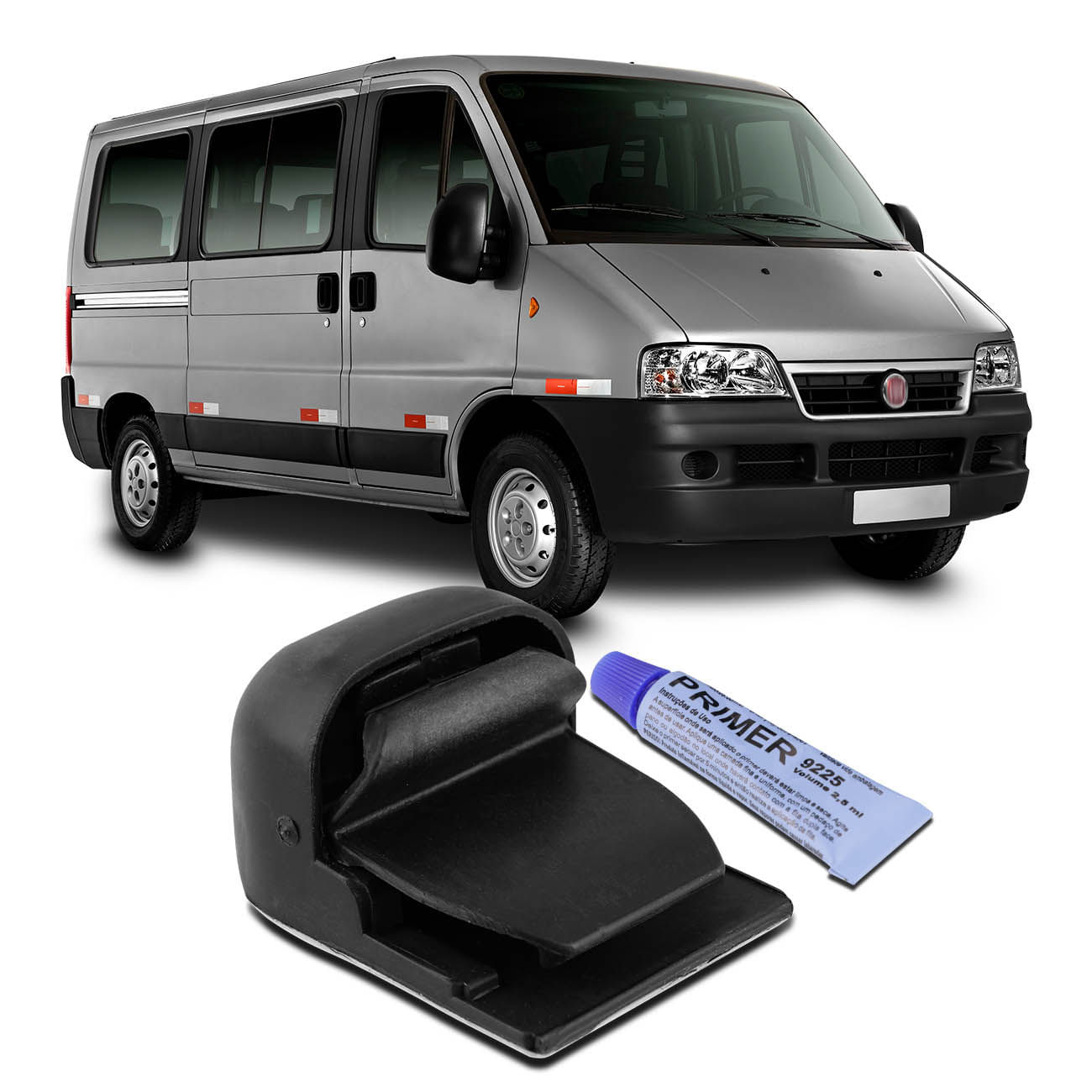 Puxador Trinco Trava De Vidro Baixo Ducato 2012 A 2018 Master 2012 A 2019 Preto Inferior