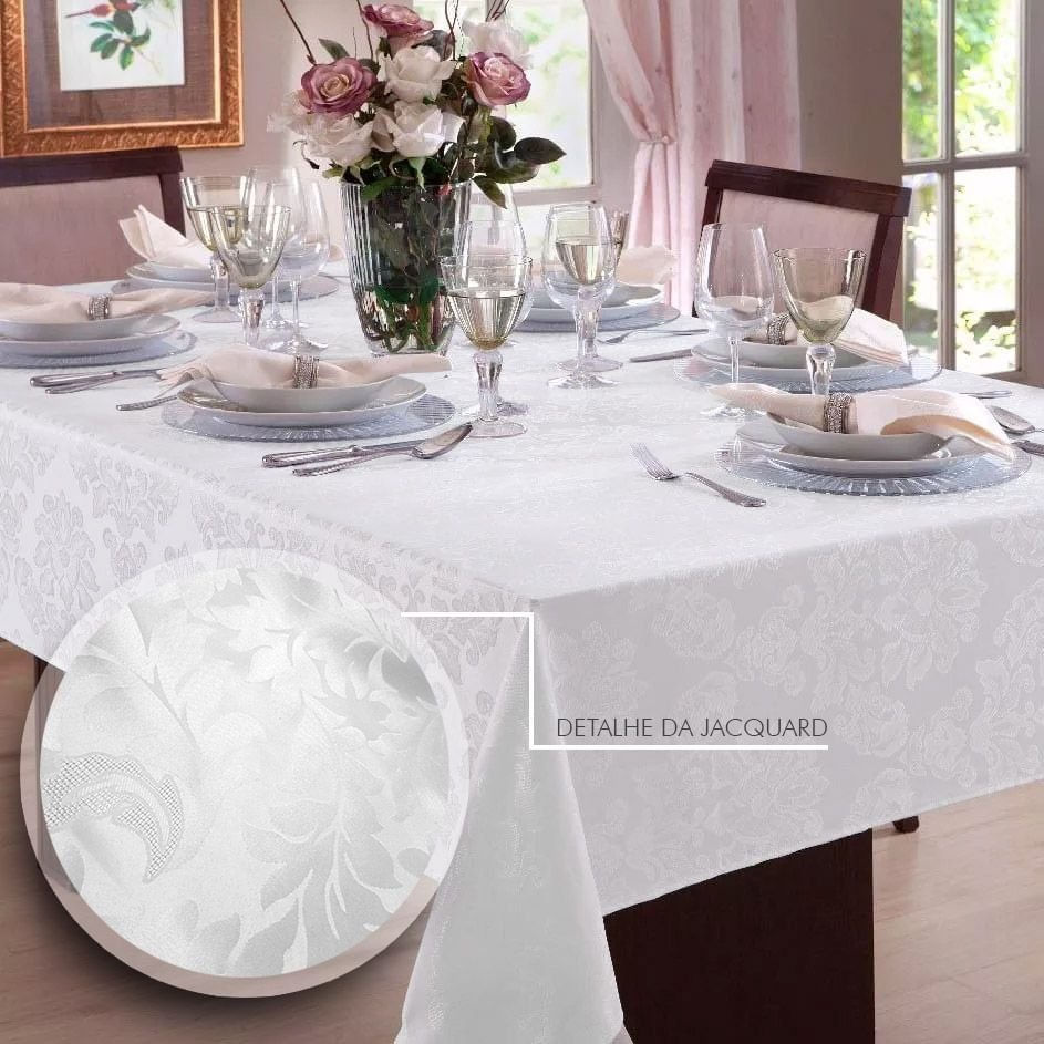 Toalha De Mesa Retangular Em Jacquard Para 10 Lugares | Admirare