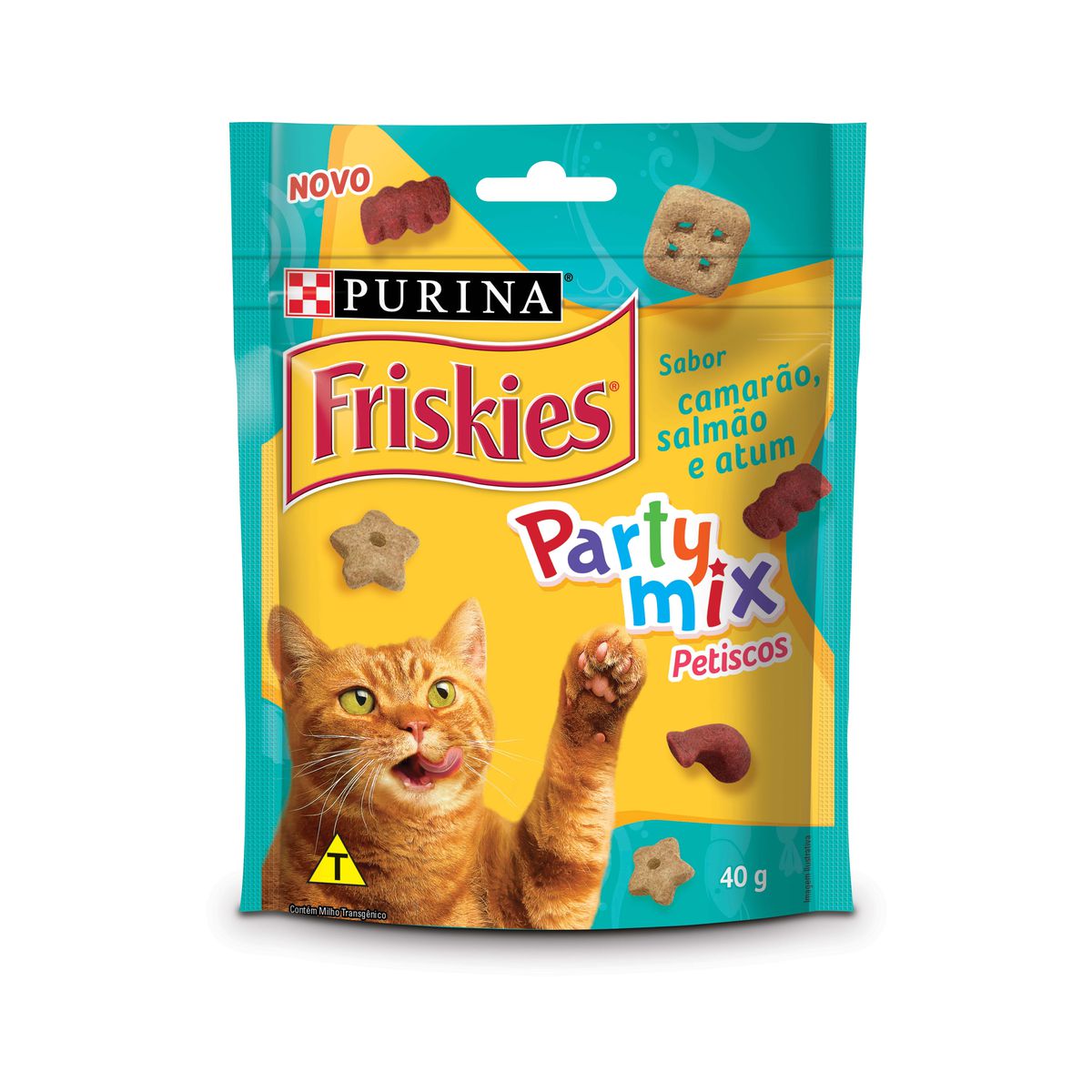 Petisco Party Mix Para Gato Purina Friskies Camarão, Salmão E Atum 40G