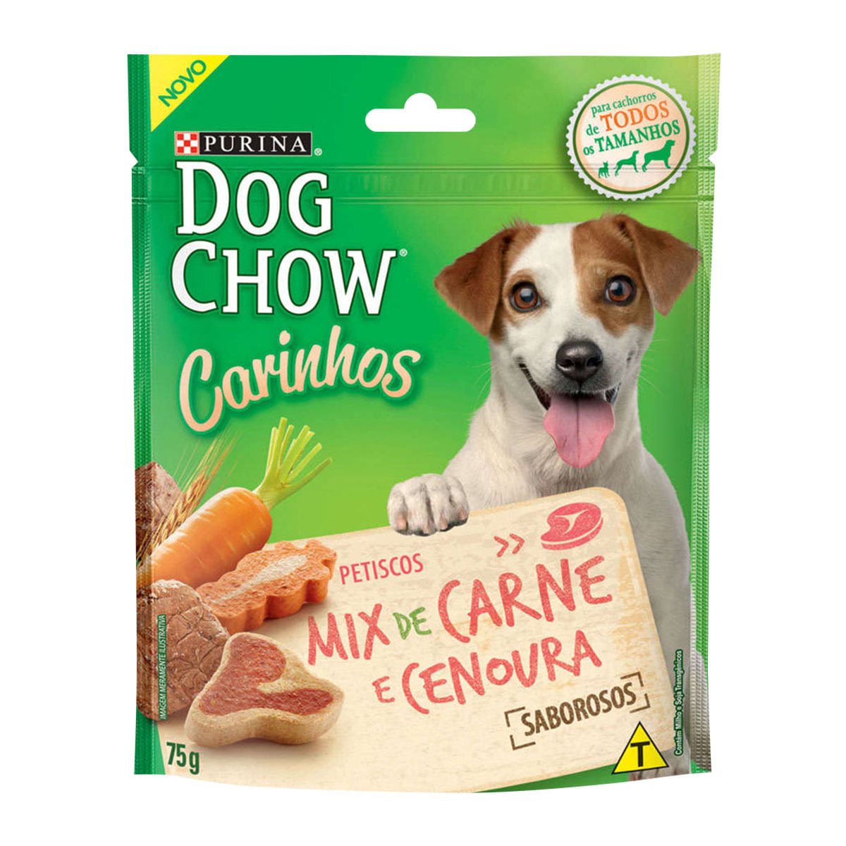 Petisco Para Cachorro Purina Dog Chow Carinhos Mix De Carne E Cenoura 75G